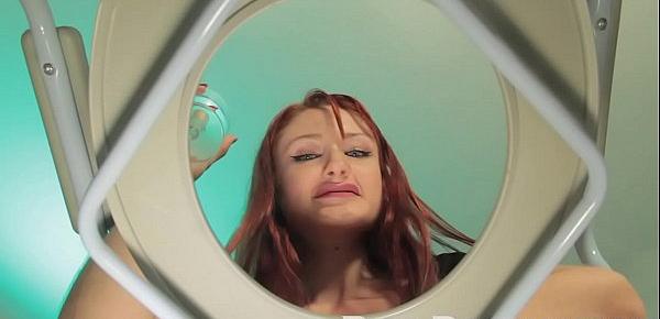  Sexy redhead Violet Monroe gives an amazing blowjob and makes you watch then pees on your face her humiliated toilet slave